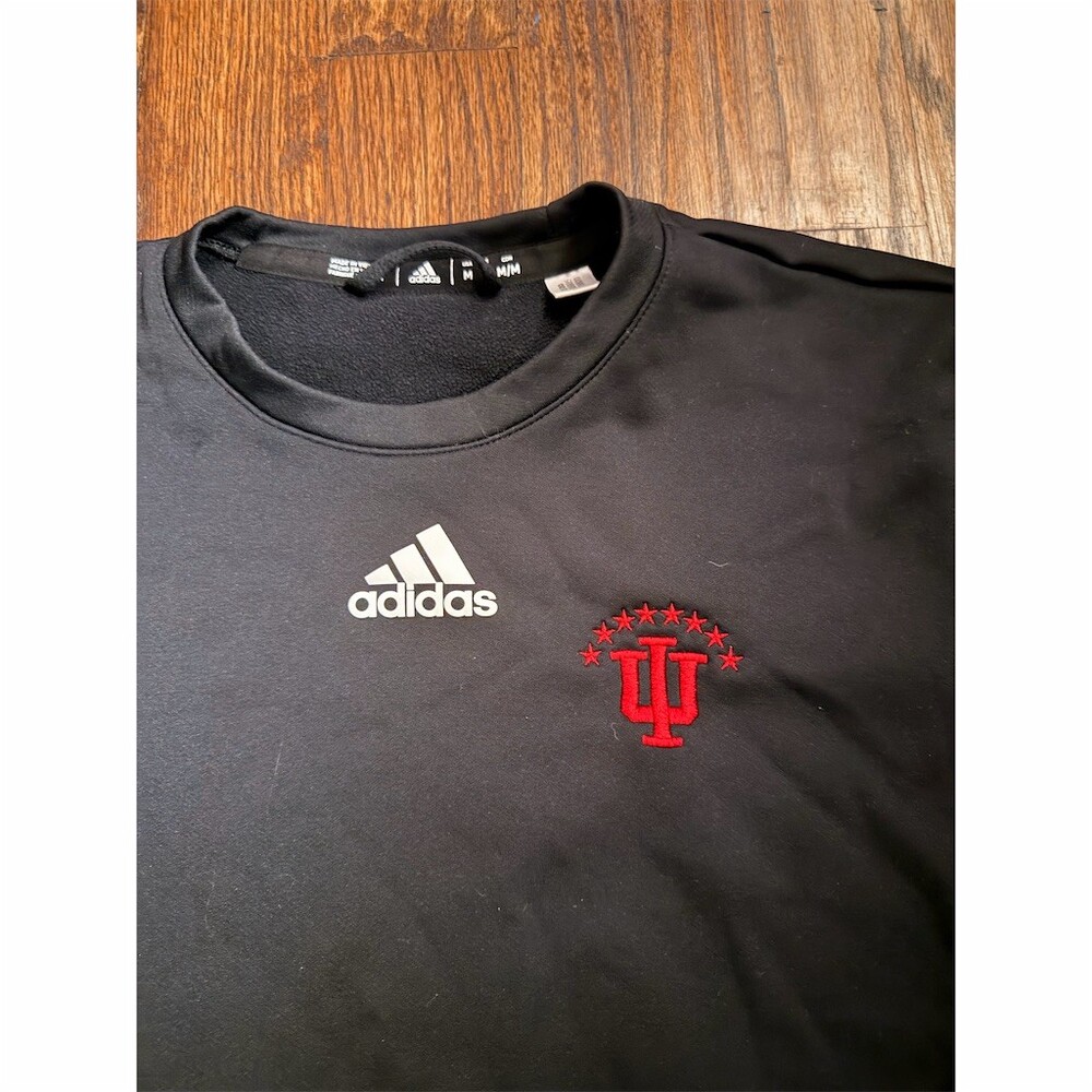adidas Indiana Hoosiers Crewneck Pullover Sweatshirt Black Gray Men's M - Picture 2 of 3